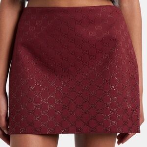 Gucci burgundy crystal canvas skirt logo GG
40